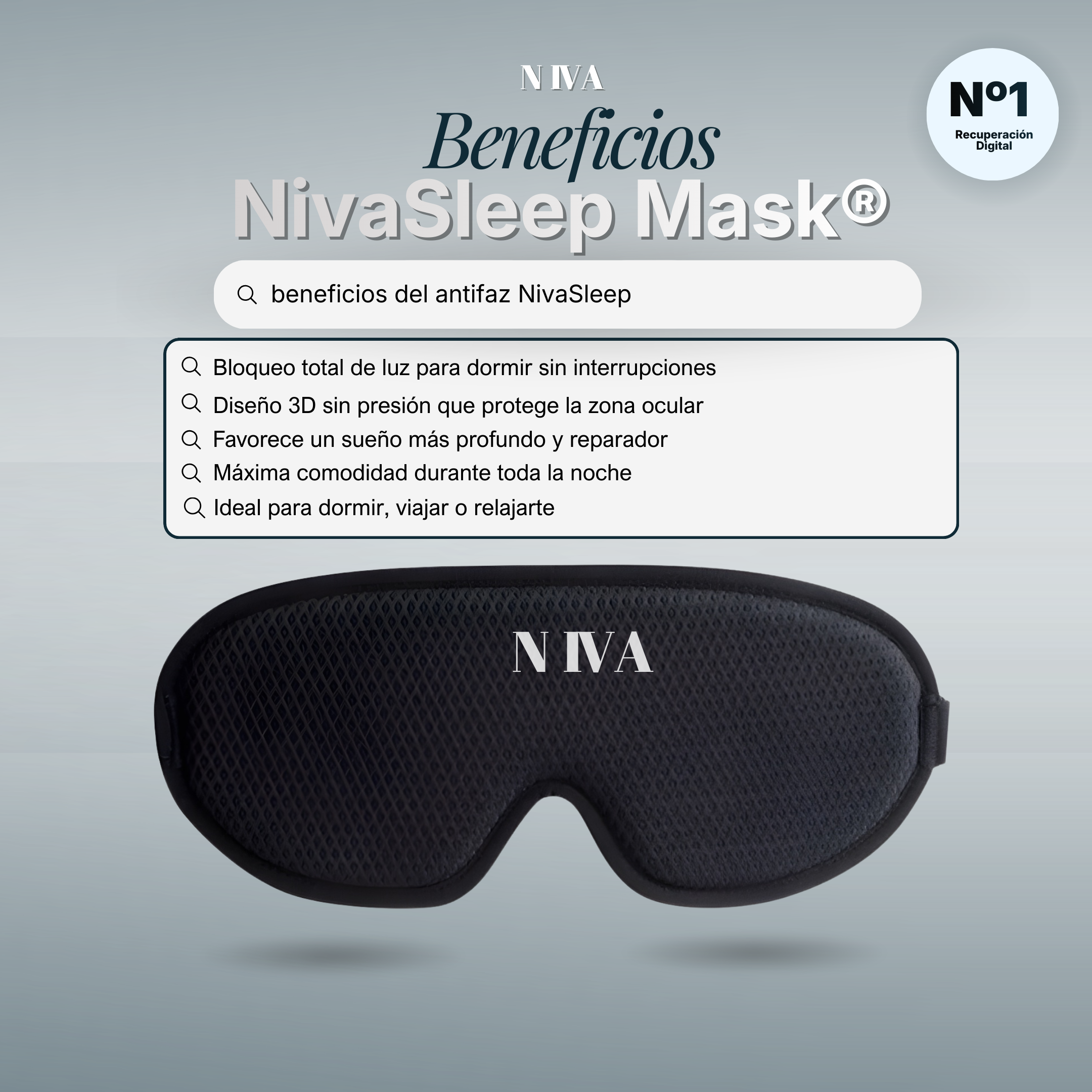 NivaSleepMask® Antifaz de Descanso para Sueño Profundo