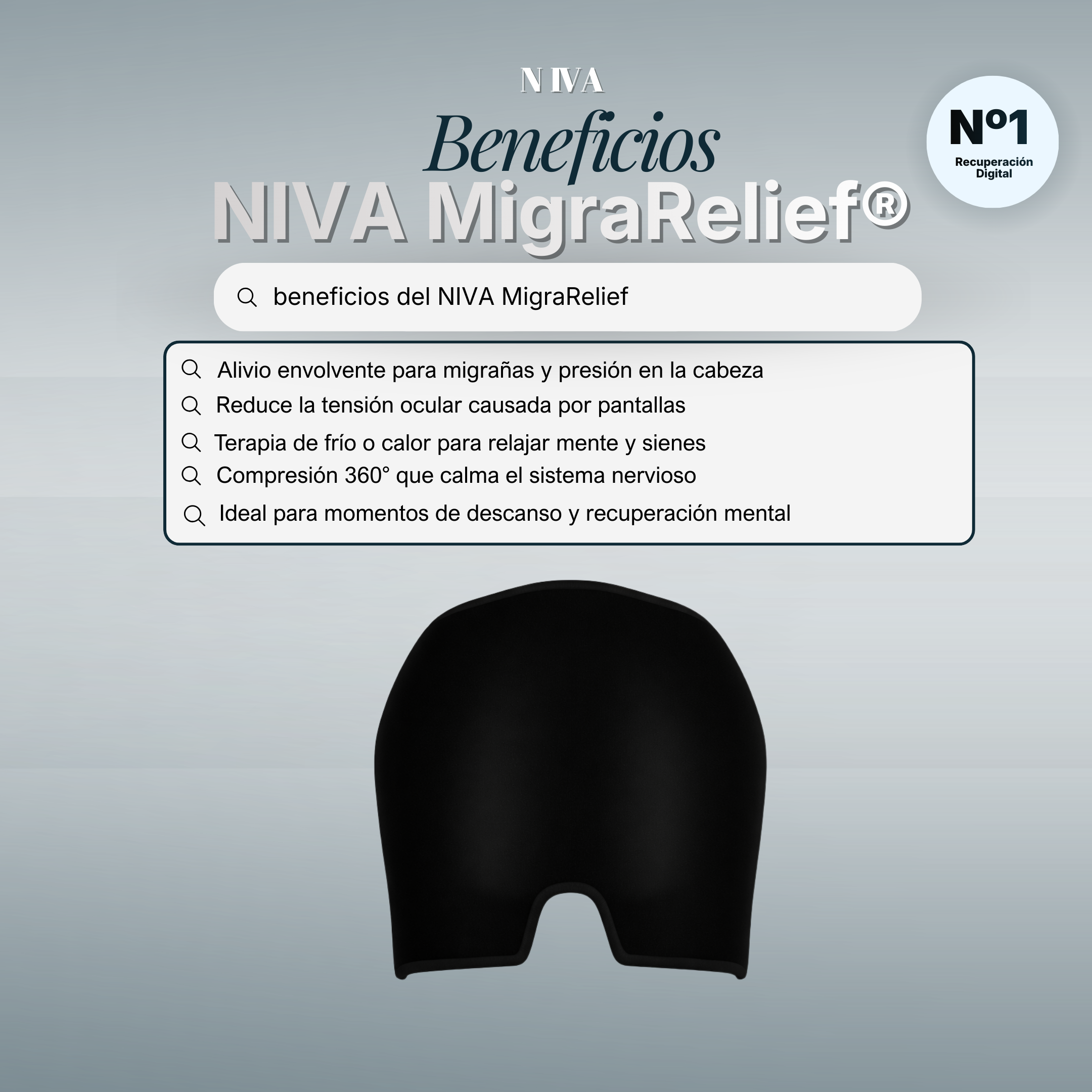 NivaMigraRelief® Gorro Terapéutico para Alivio de Migrañas